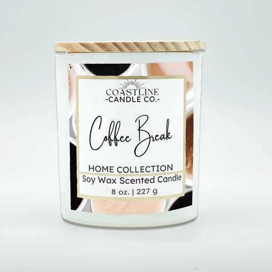 Coffee Break Soy Wax Candle - Home Collection in 8 oz. White Jar