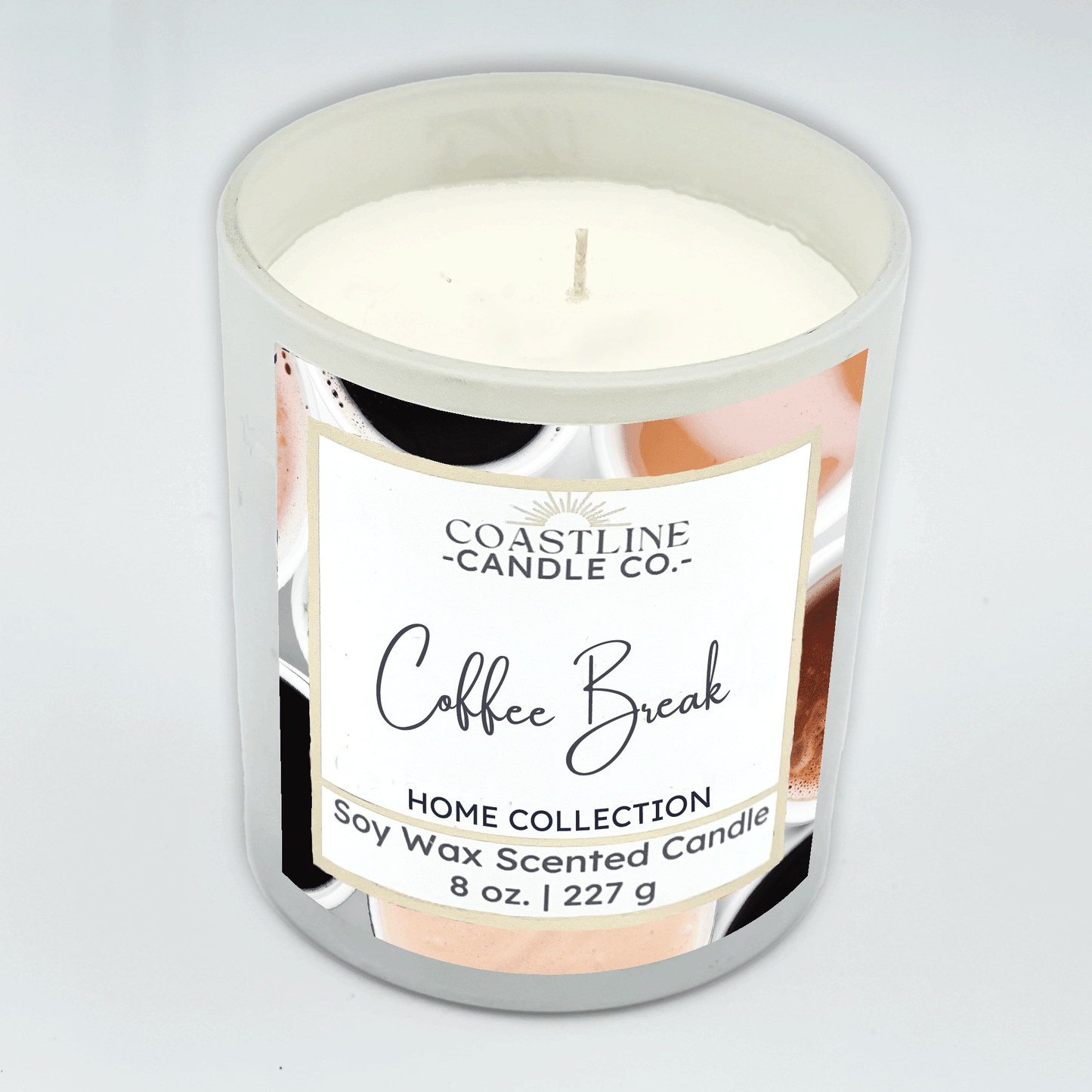 Coffee Break Soy Wax Candle - Home Collection in 8 oz. White Jar