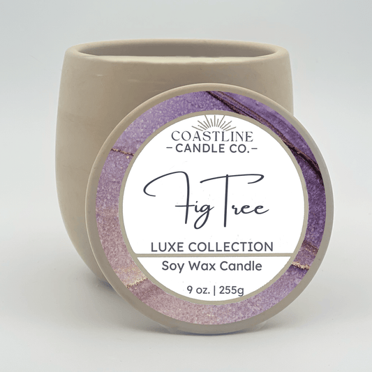 Fig Tree Soy Wax Candle - Luxe Collection in 9 oz. Beige Concrete Jar