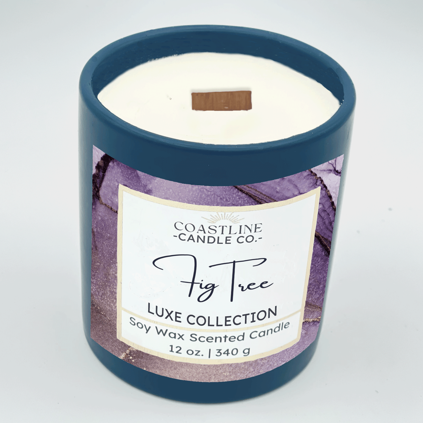 Fig Tree Soy Wax Candle - Luxe Collection in 12 oz. Denim Blue Jar