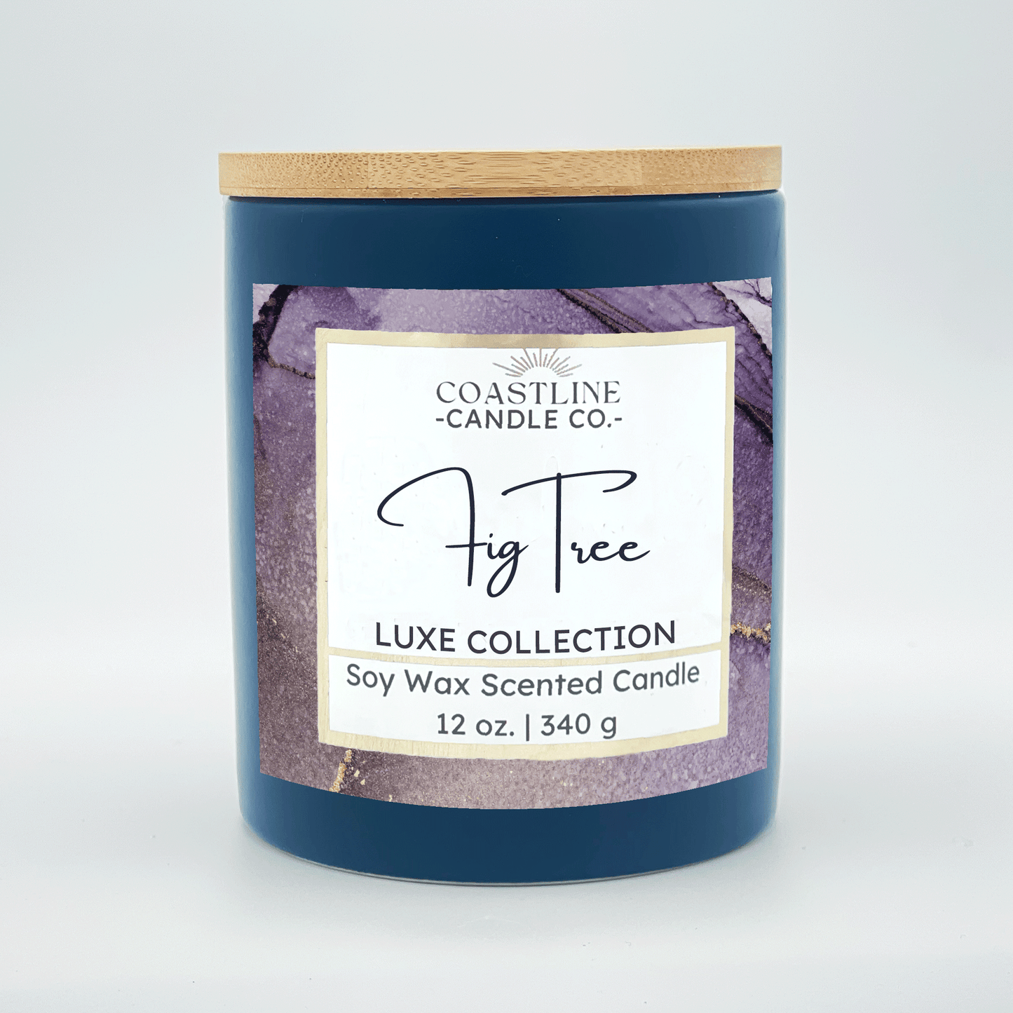 Fig Tree Soy Wax Candle - Luxe Collection in 12 oz. Denim Blue Jar