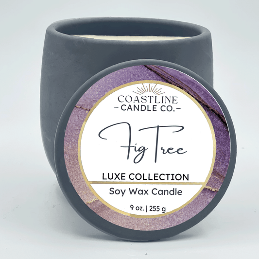 Fig Tree Soy Wax Candle - Luxe Collection in 9 oz. Gray Concrete Jar