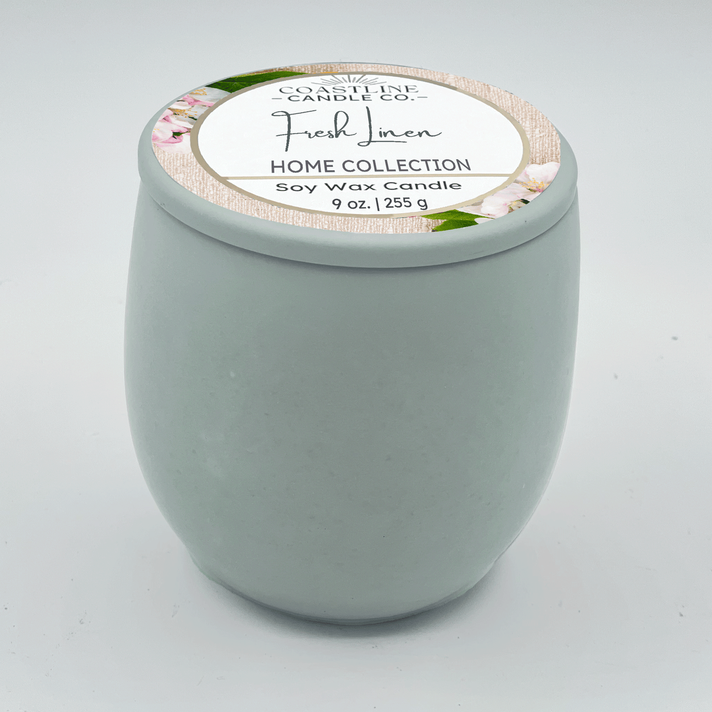 Fresh Linen Soy Wax Candle - Home Collection in 9 oz. Green Concrete Jar