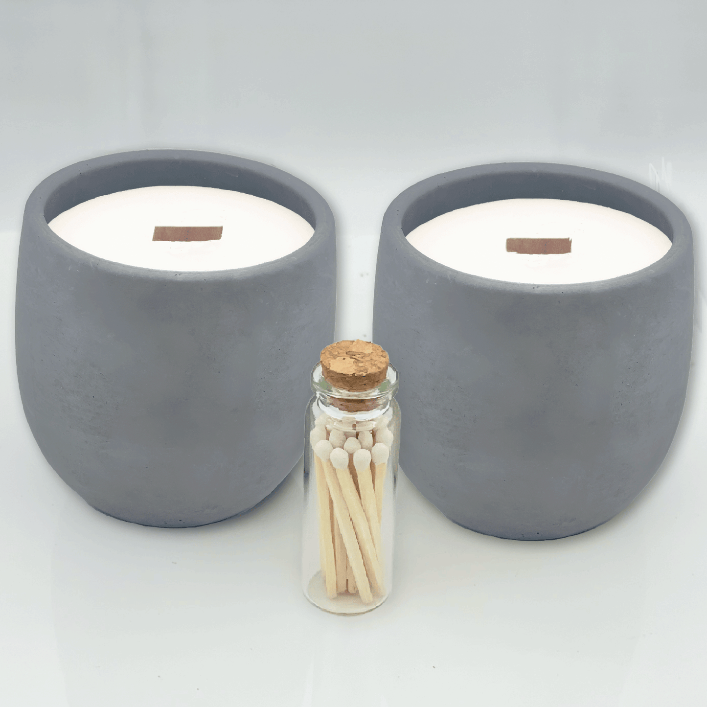 Gray 9 oz. Concrete 2 Jar Gift Set - your choice of scent with match stick bottle