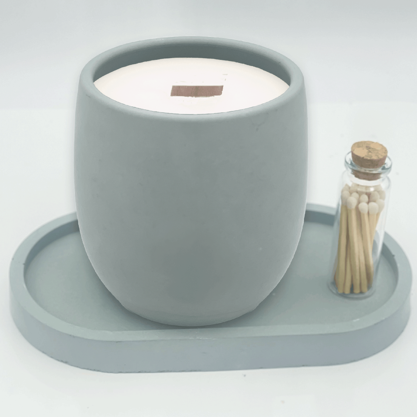 Green 9 oz. Concrete Candle & Tray Gift Set - your choice of scent with match stick bottle