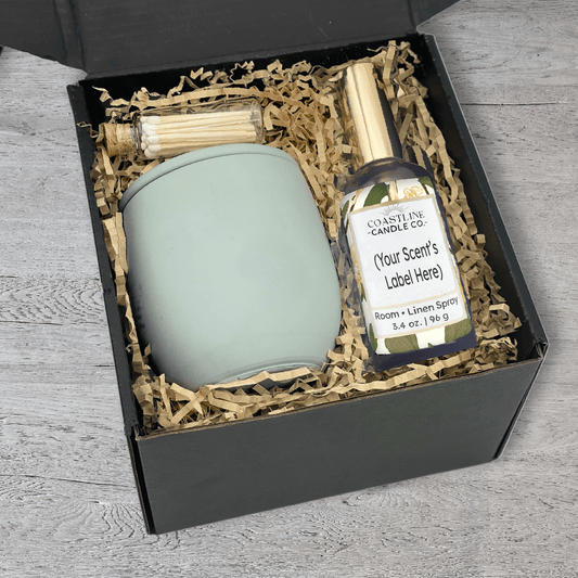 Green Concrete 9 oz. Candle Jar & Room Spray Gift Set - your choice of scent with match stick bottle