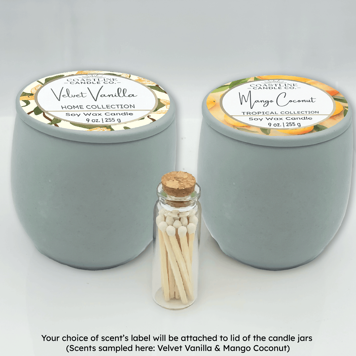 Green 9 oz. Concrete 2 Jar Gift Set - your choice of scent with match stick bottle