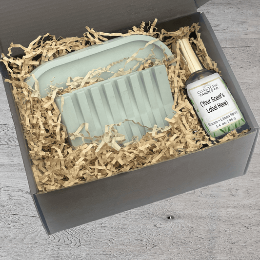 Green Concrete Soap Dish, Tray & Room Spray Gift Set - your choice of scent