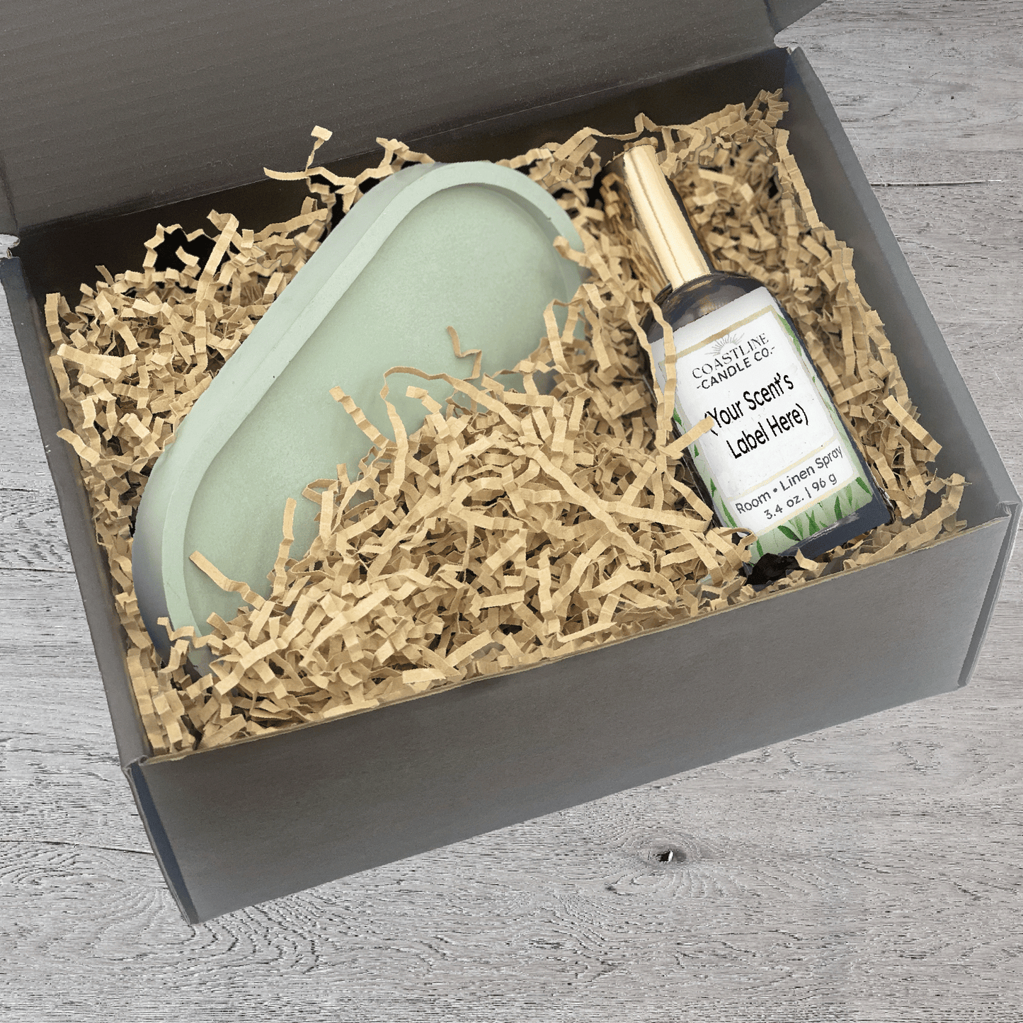 Green Concrete Tray & Room Spray Gift Set - your choice of scent