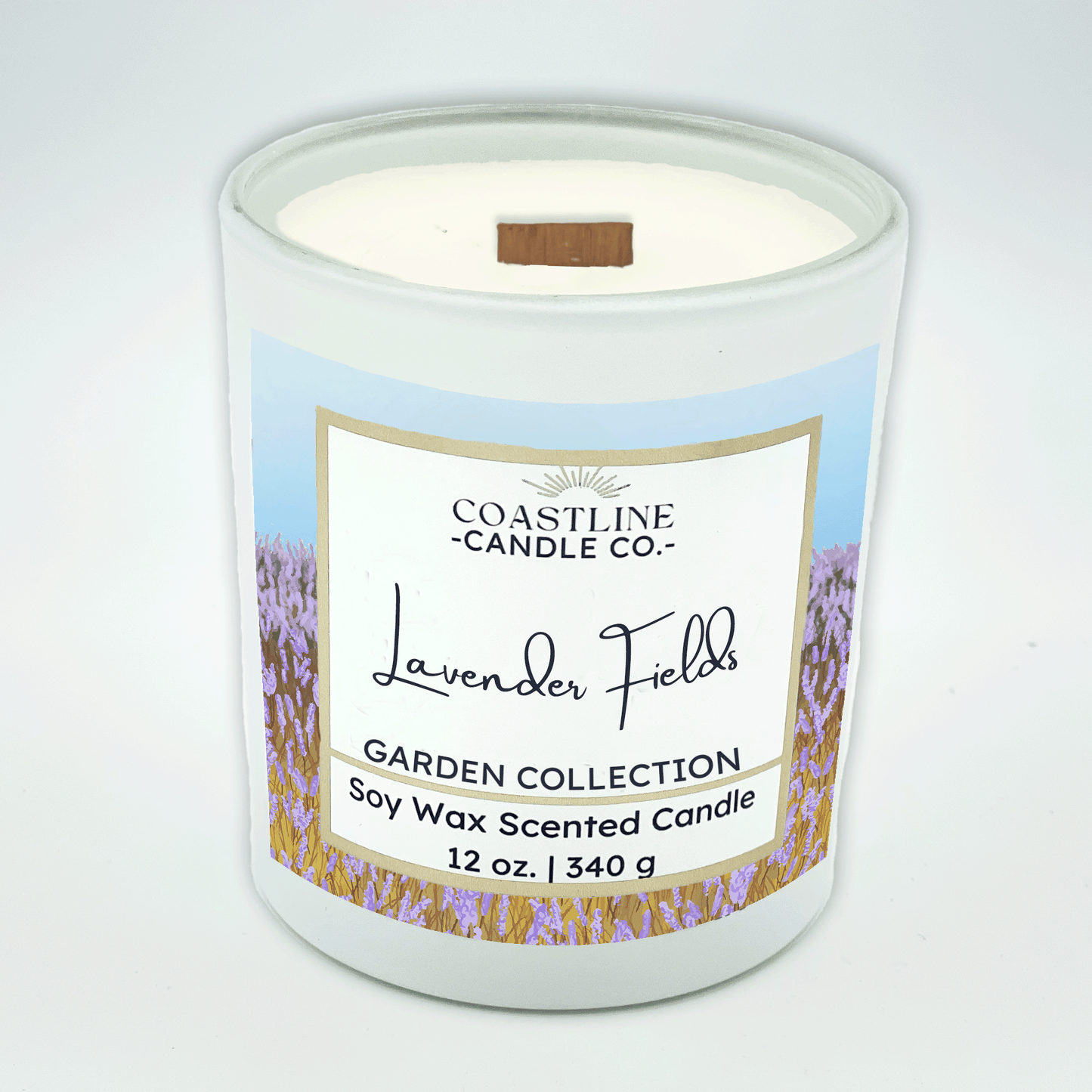 Lavender Fields Soy Wax Candle - Garden Collection in 12 oz. White Jar