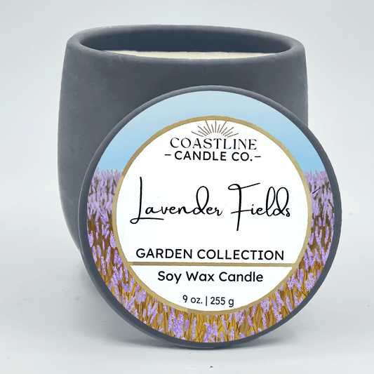 Lavender Fields Soy Wax Candle - Garden Collection in 9 oz. Gray Concrete Jar