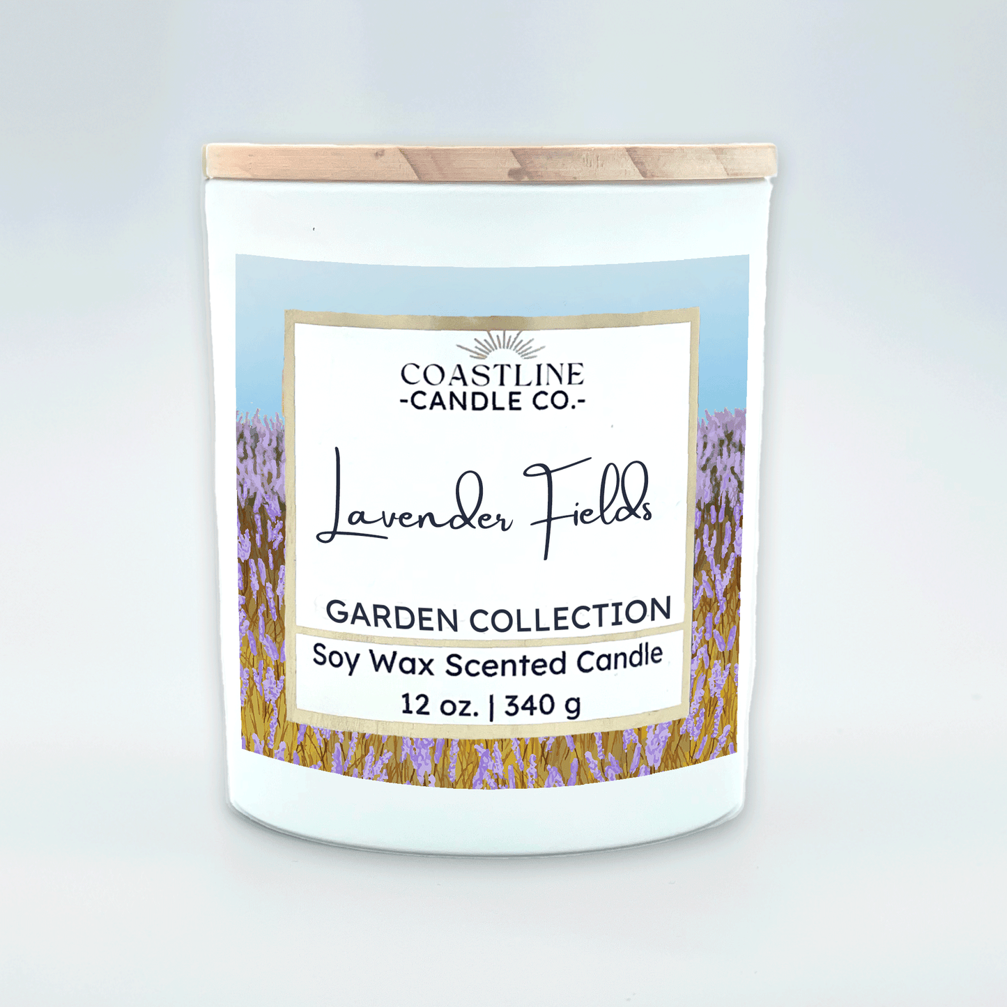 Lavender Fields Soy Wax Candle - Garden Collection in 12 oz. White Jar