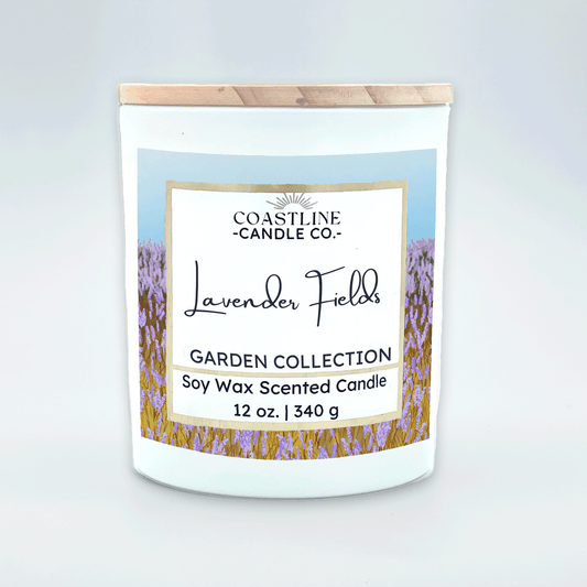 Lavender Fields Soy Wax Candle - Garden Collection in 12 oz. White Jar