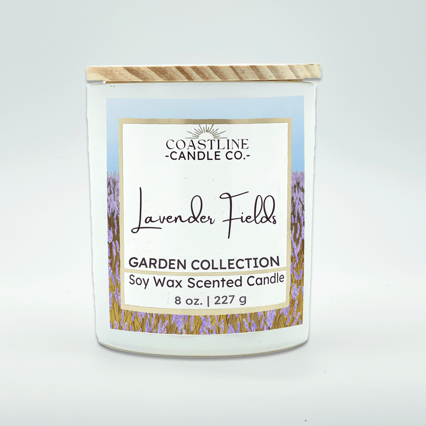 Lavender Fields Soy Wax Candle - Garden Collection in 8 oz. white jar