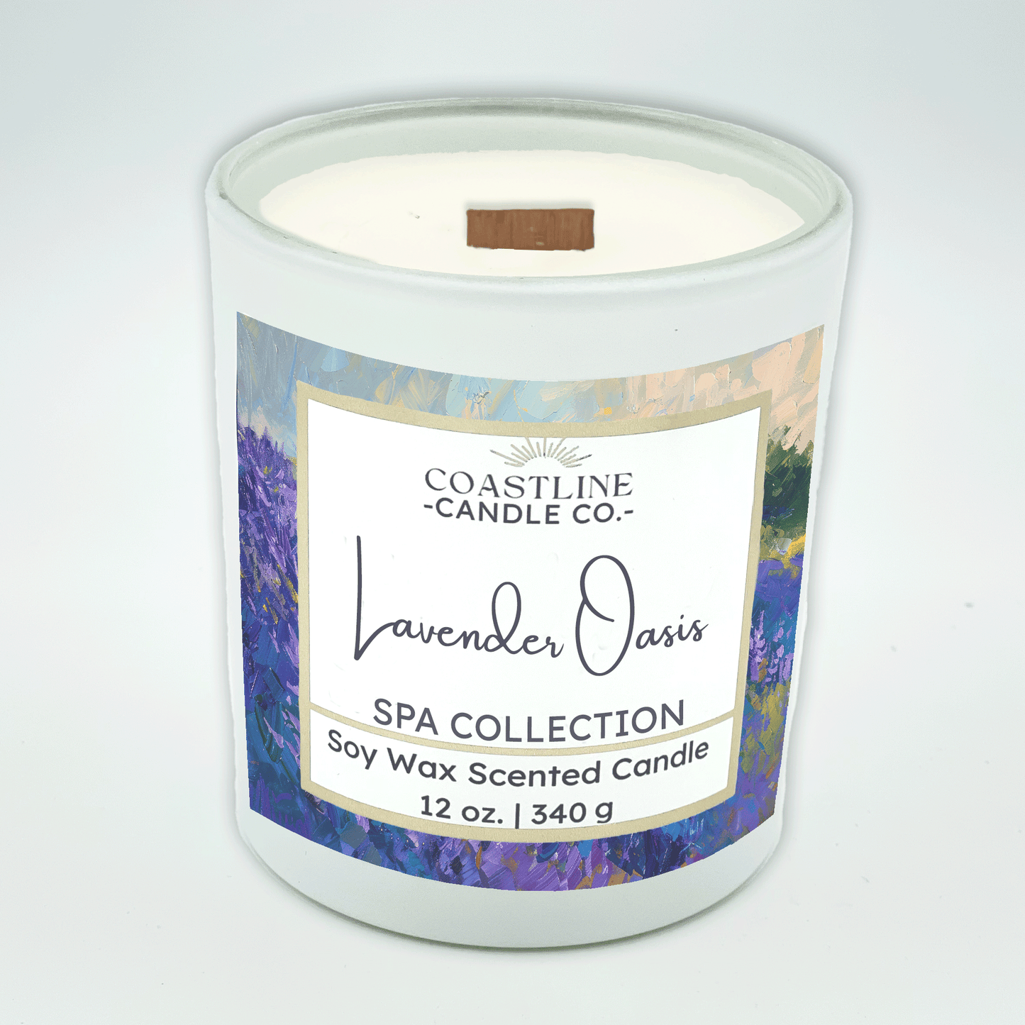 Lavender Oasis Soy Wax Candle - Spa Collection in 12 oz. White Jar