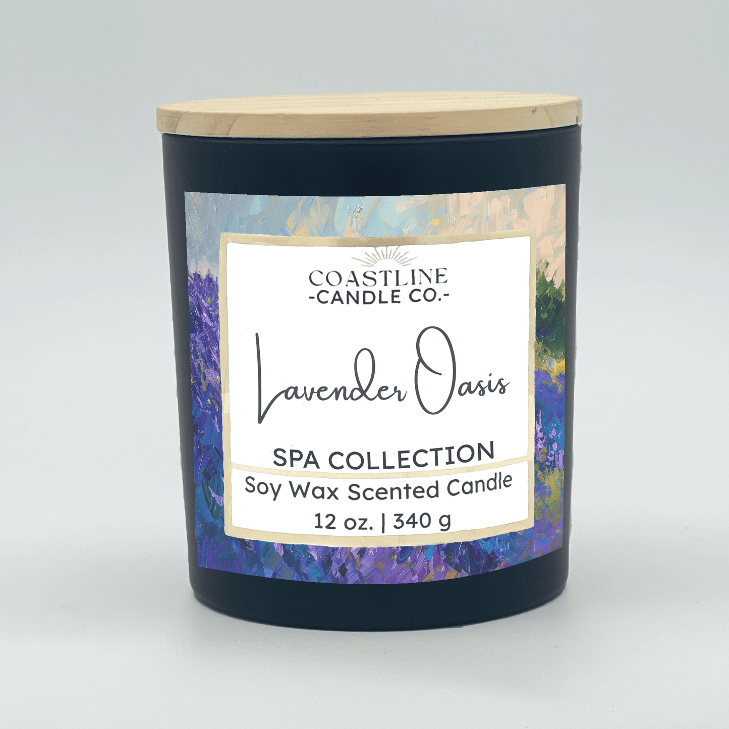 Lavender Oasis Soy Wax Candle - Spa Collection in 12 oz. Black Jar