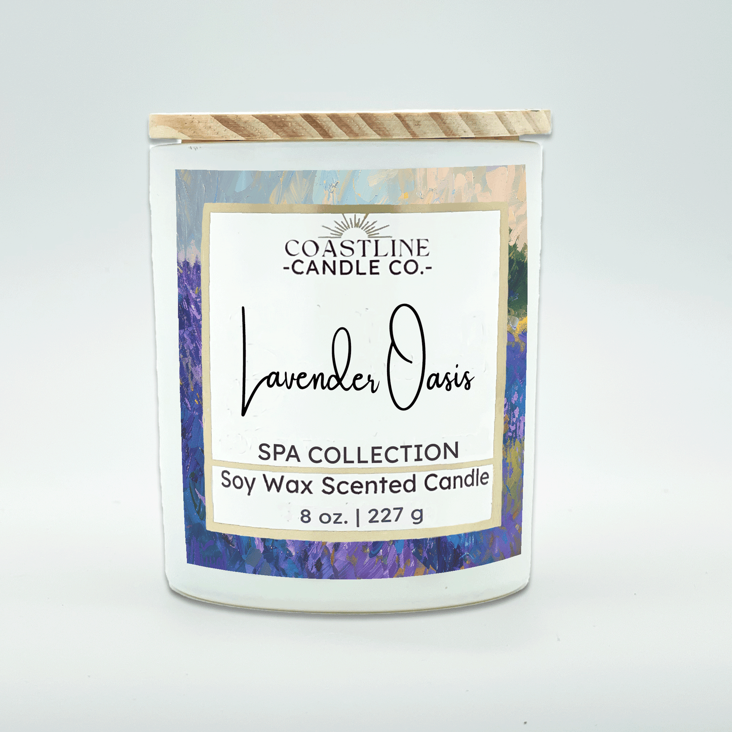 Lavender Oasis Soy Wax Candle - Spa Collection in 8 oz. White Jar