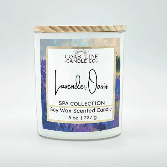 Lavender Oasis Soy Wax Candle - Spa Collection in 8 oz. White Jar