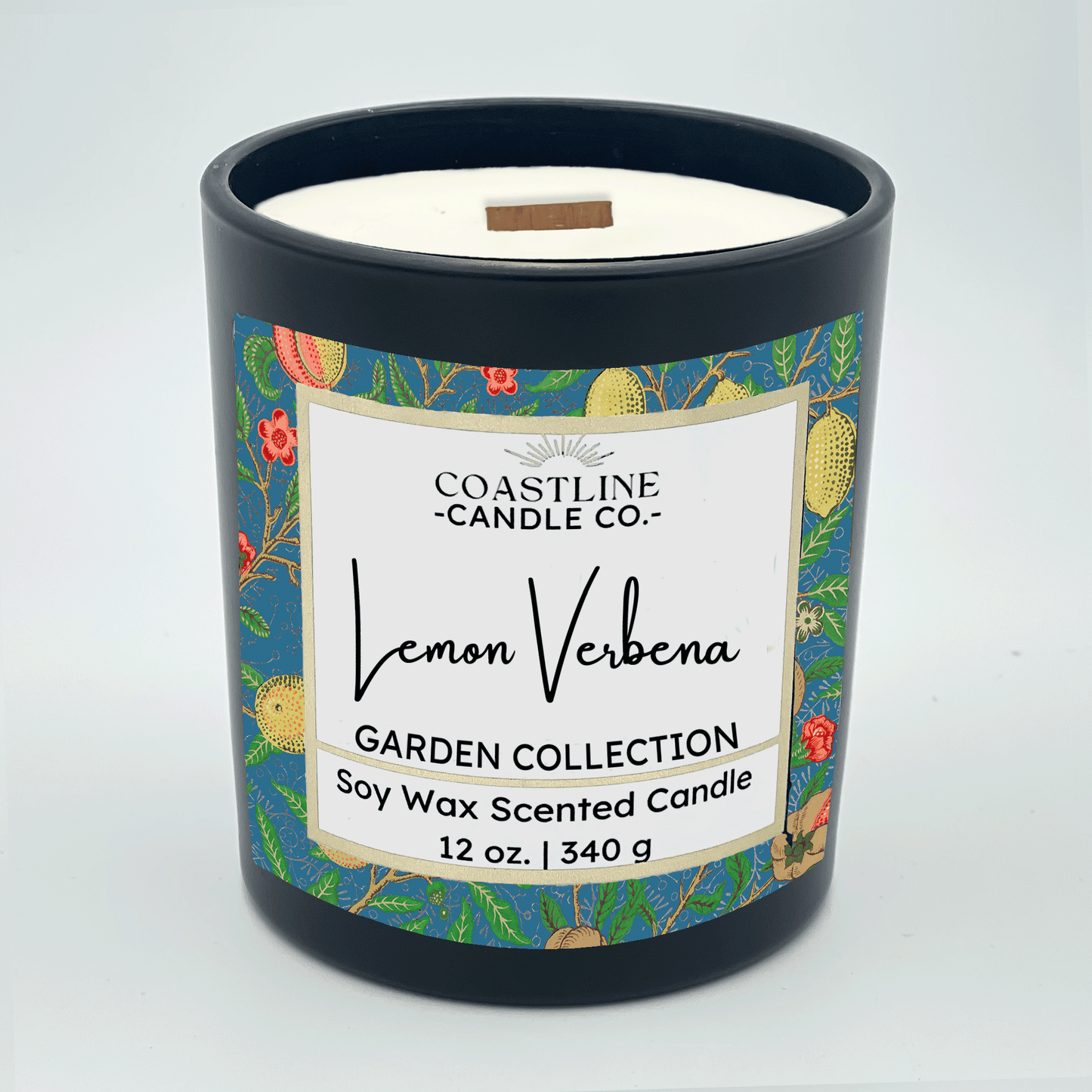 Lemon Verbena Soy Wax Candle - Garden Collection in 12 oz. Black Jar