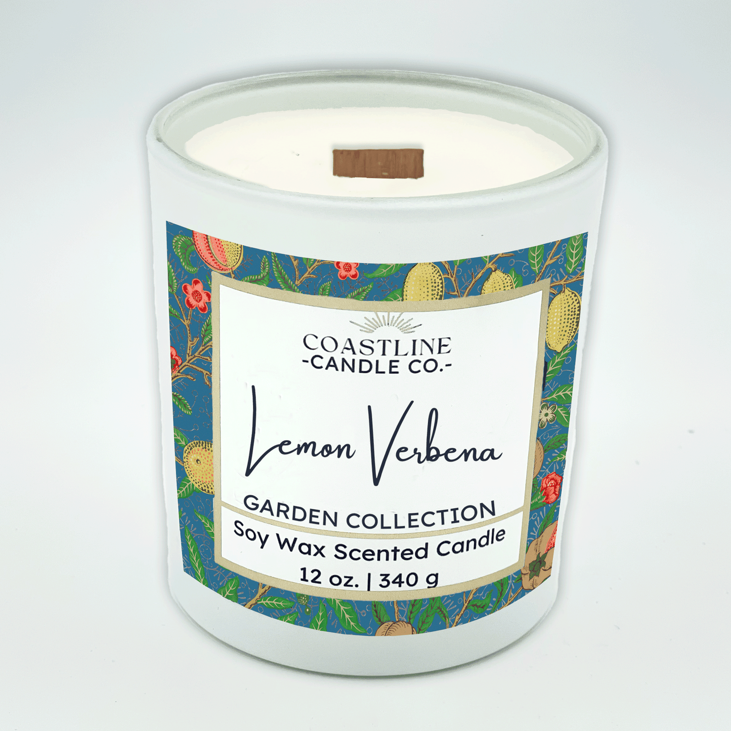 Lemon Verbena Soy Wax Candle - Garden Collection in 12 oz. White Jar