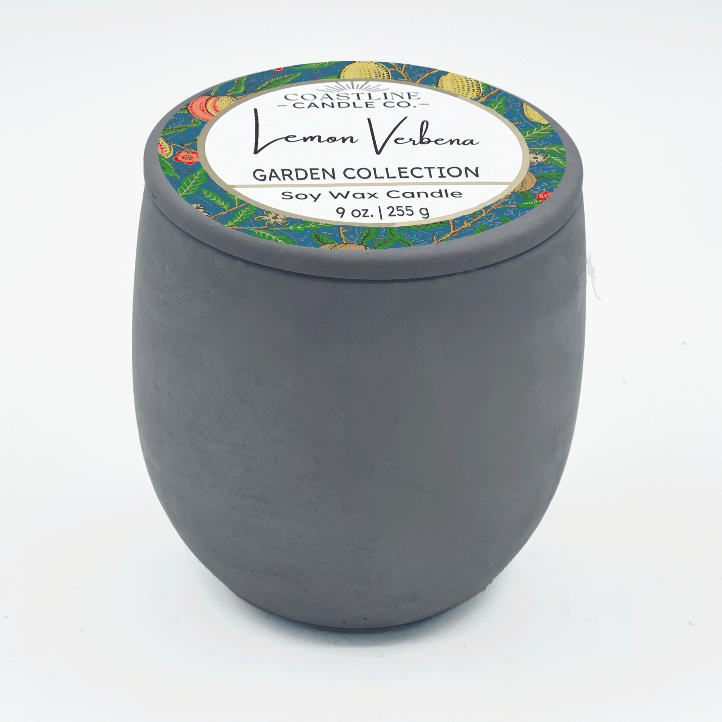 Lemon Verbena Soy Wax Candle - Garden Collection in 9 oz. Gray Concrete Jar