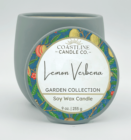 Lemon Verbena Soy Wax Candle - Garden Collection in 9 oz. Green Concrete Jar