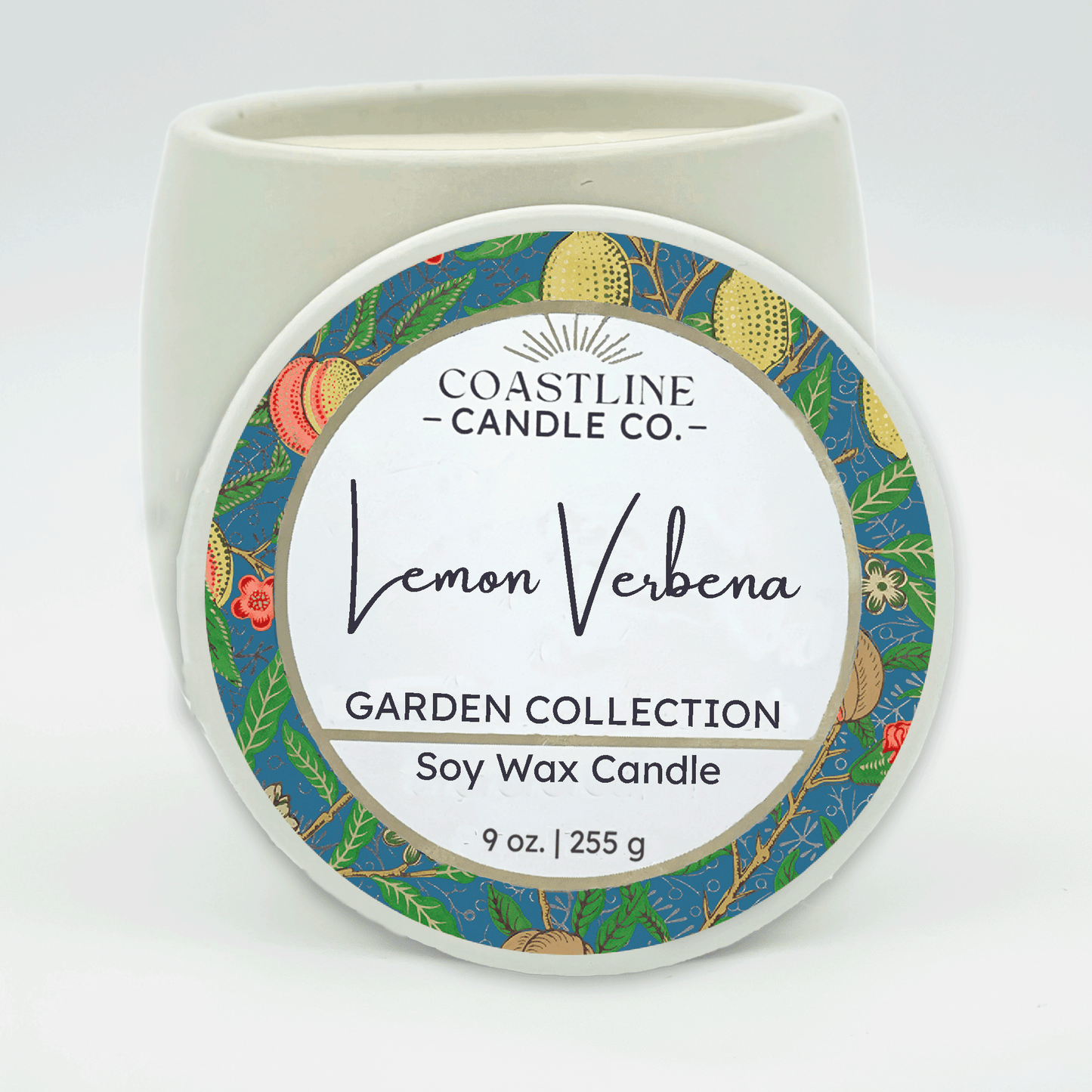 Lemon Verbena Soy Wax Candle - Garden Collection in 9 oz. White Concrete Jar