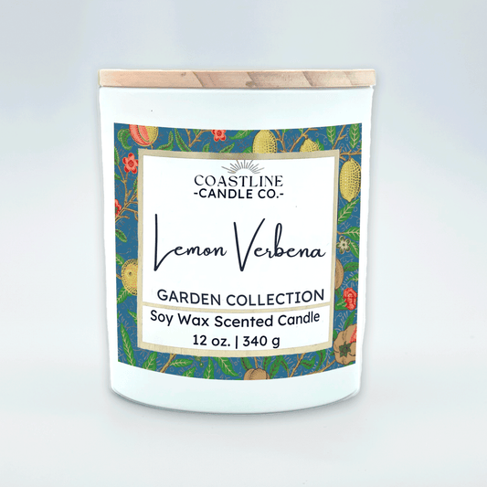 Lemon Verbena Soy Wax Candle - Garden Collection in 12 oz. White Jar