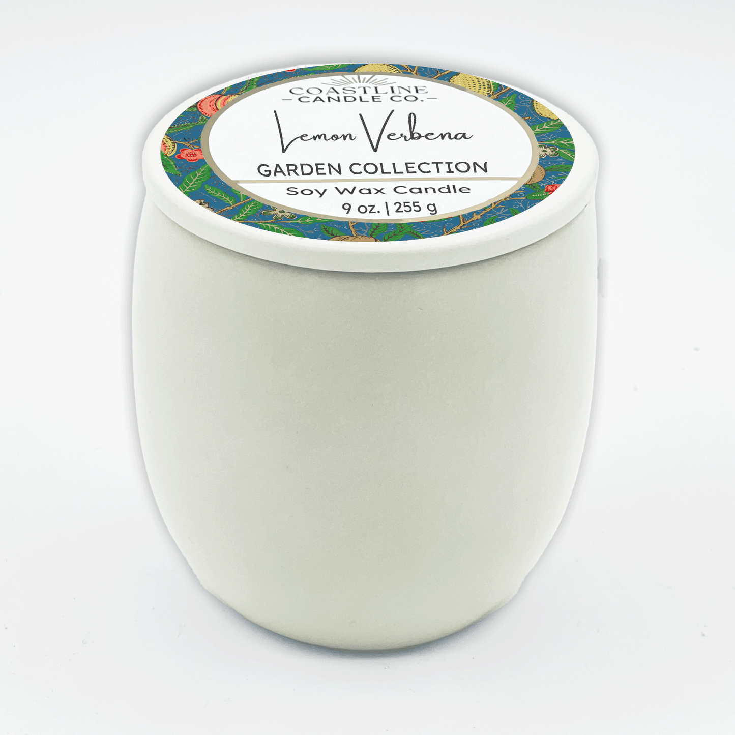 Lemon Verbena Soy Wax Candle - Garden Collection in 9 oz. White Concrete Jar