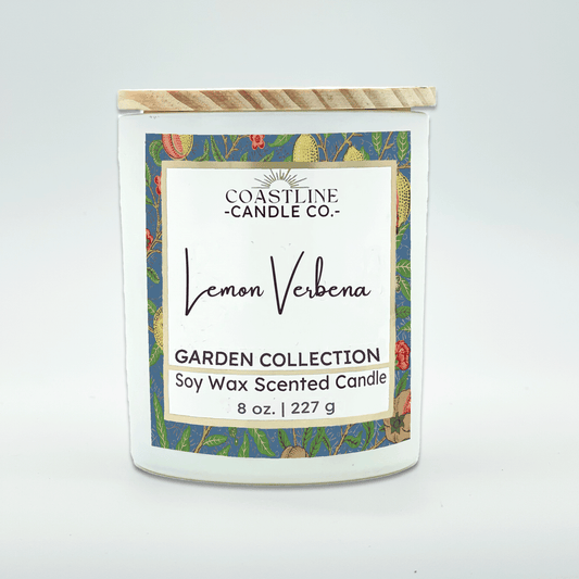 Lemon Verbena Soy Wax Candle - Garden Collection in 8 oz. white jar