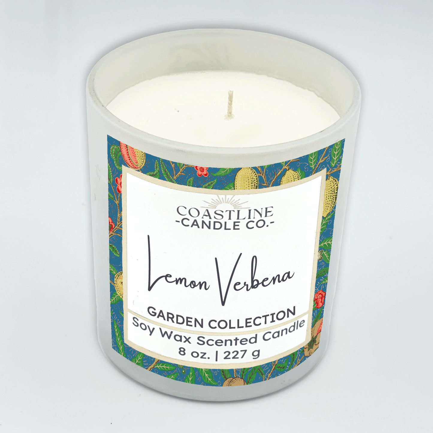 Lemon Verbena Soy Wax Candle - Garden Collection in 8 oz. white jar