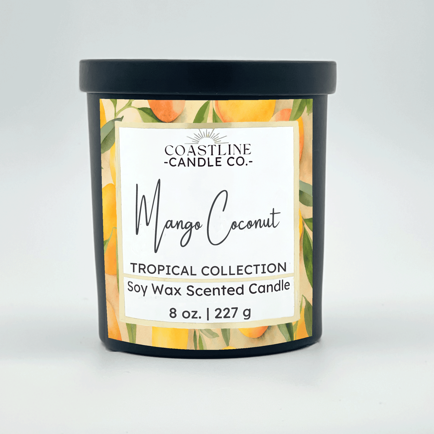 Mango Coconut Soy Wax Candle - Tropical Collection in 8 oz. Black Jar