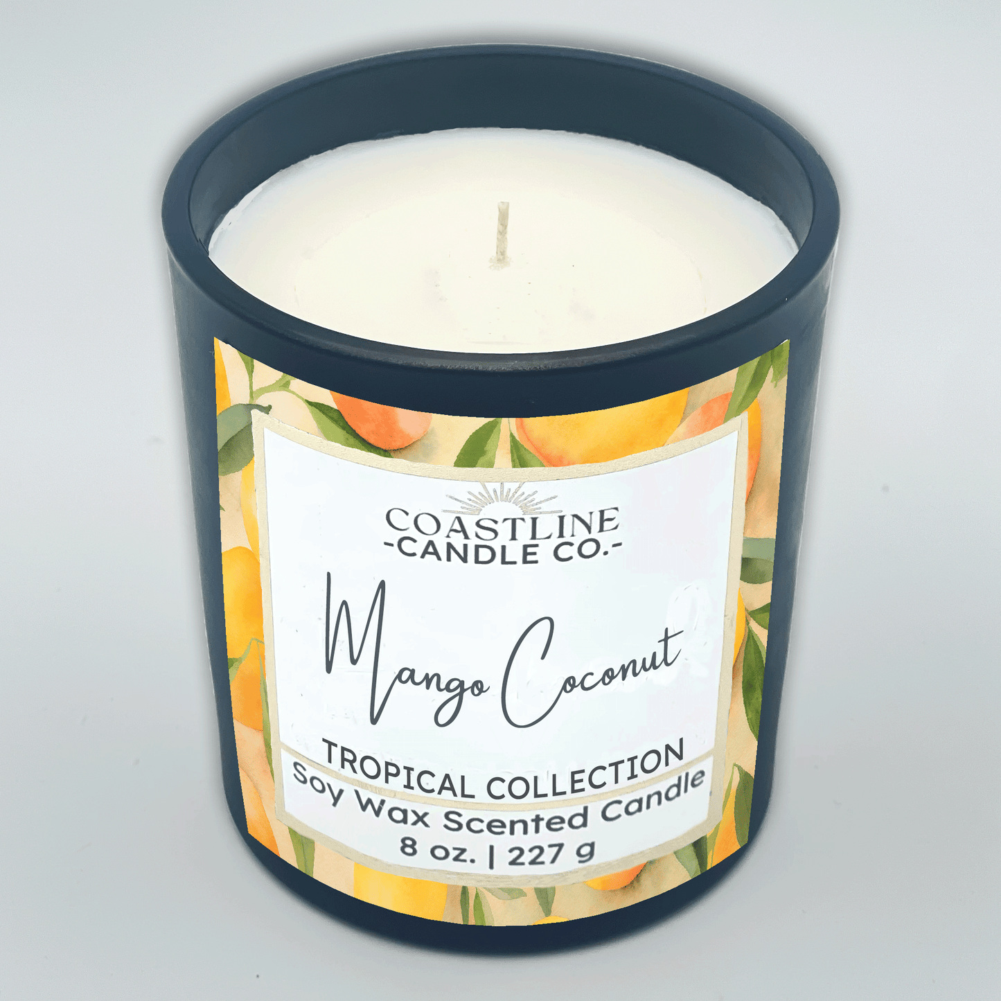 Mango Coconut Soy Wax Candle - Tropical Collection in 8 oz. Black Jar