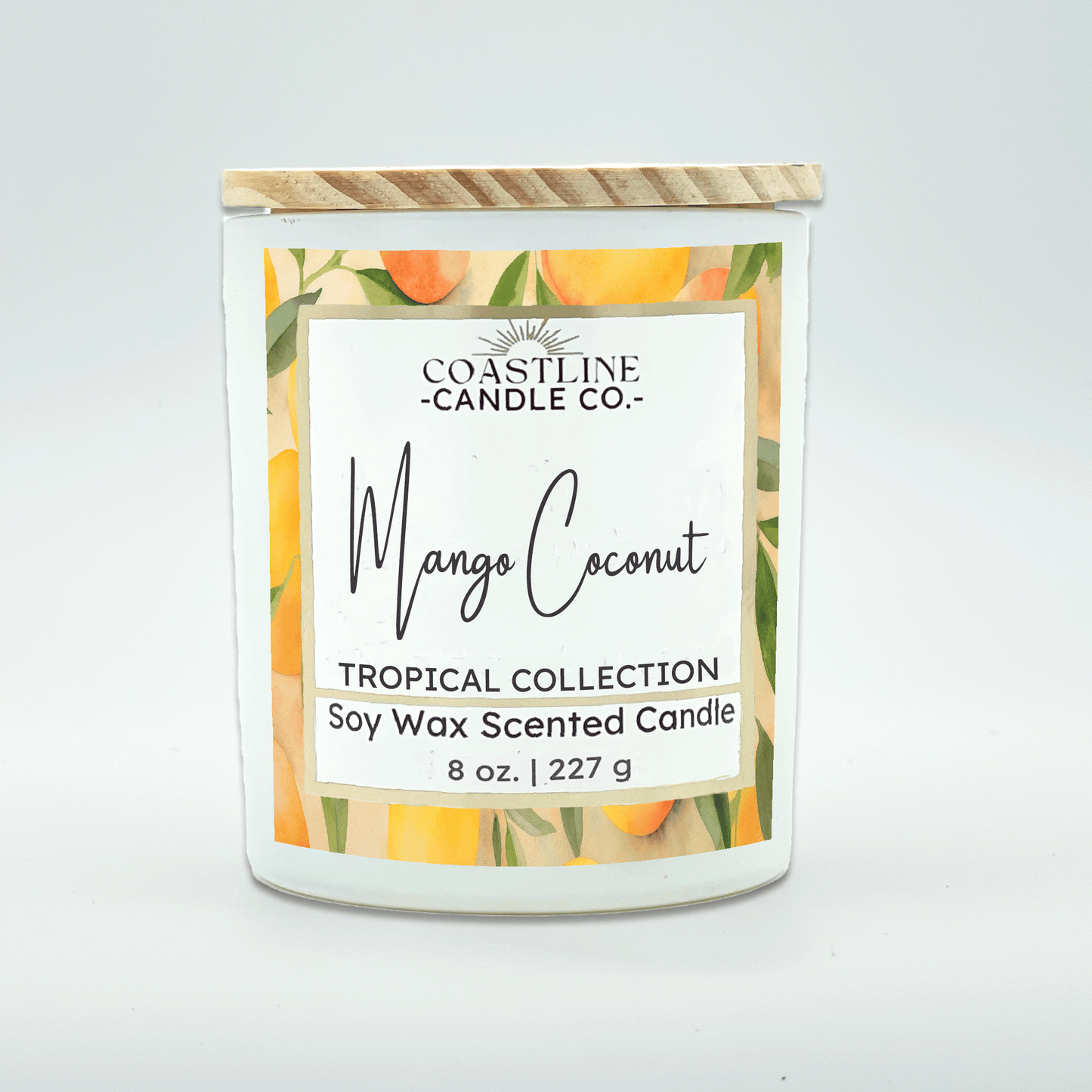 Mango Coconut Soy Wax Candle - Tropical Collection in 8 oz. White Jar