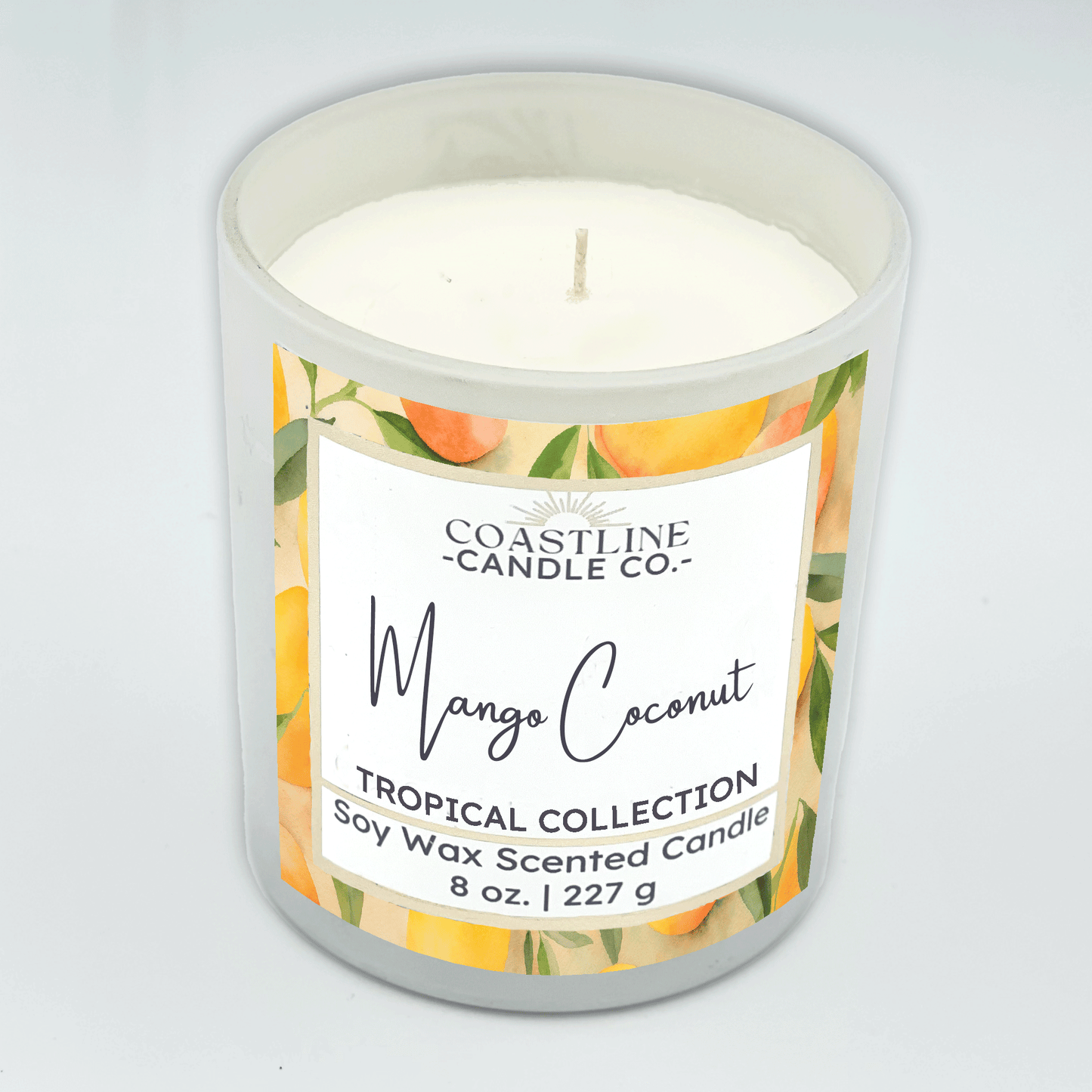 Mango Coconut Soy Wax Candle - Tropical Collection in 8 oz. White Jar