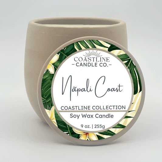 Nãpali Coast Soy Wax Candle - Coastline Collection in 9 oz. Beige Concrete Jar