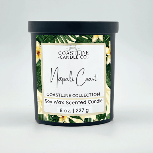 Nãpali Coast Soy Wax Candle - Coastline Collection in 8 oz. Black Jar