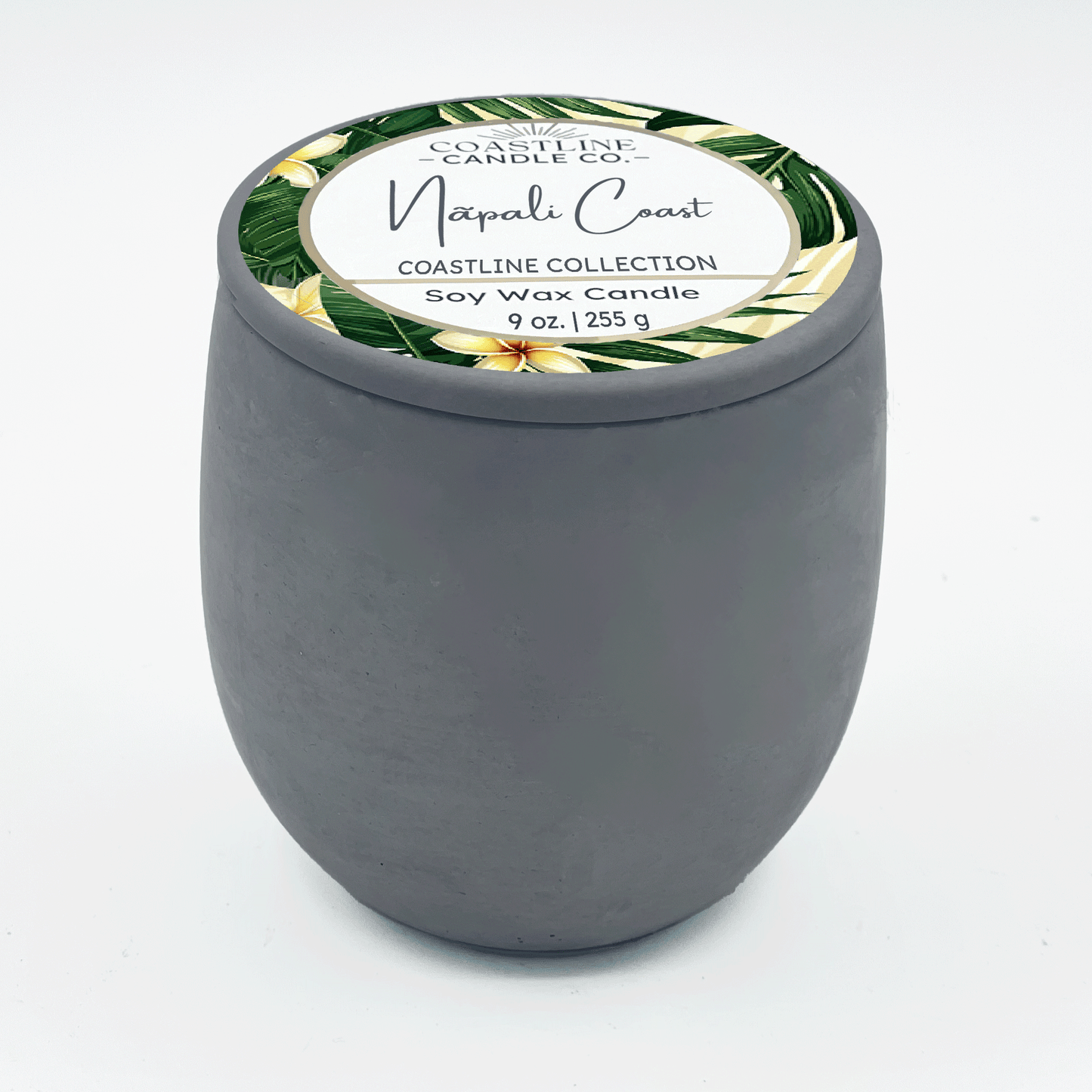 Nãpali Coast Soy Wax Candle - Coastline Collection in 9 oz. Gray Concrete Jar