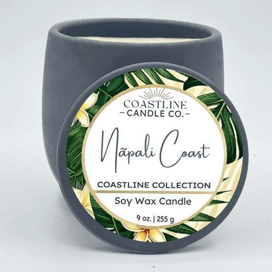 Nãpali Coast Soy Wax Candle - Coastline Collection in 9 oz. Gray Concrete Jar