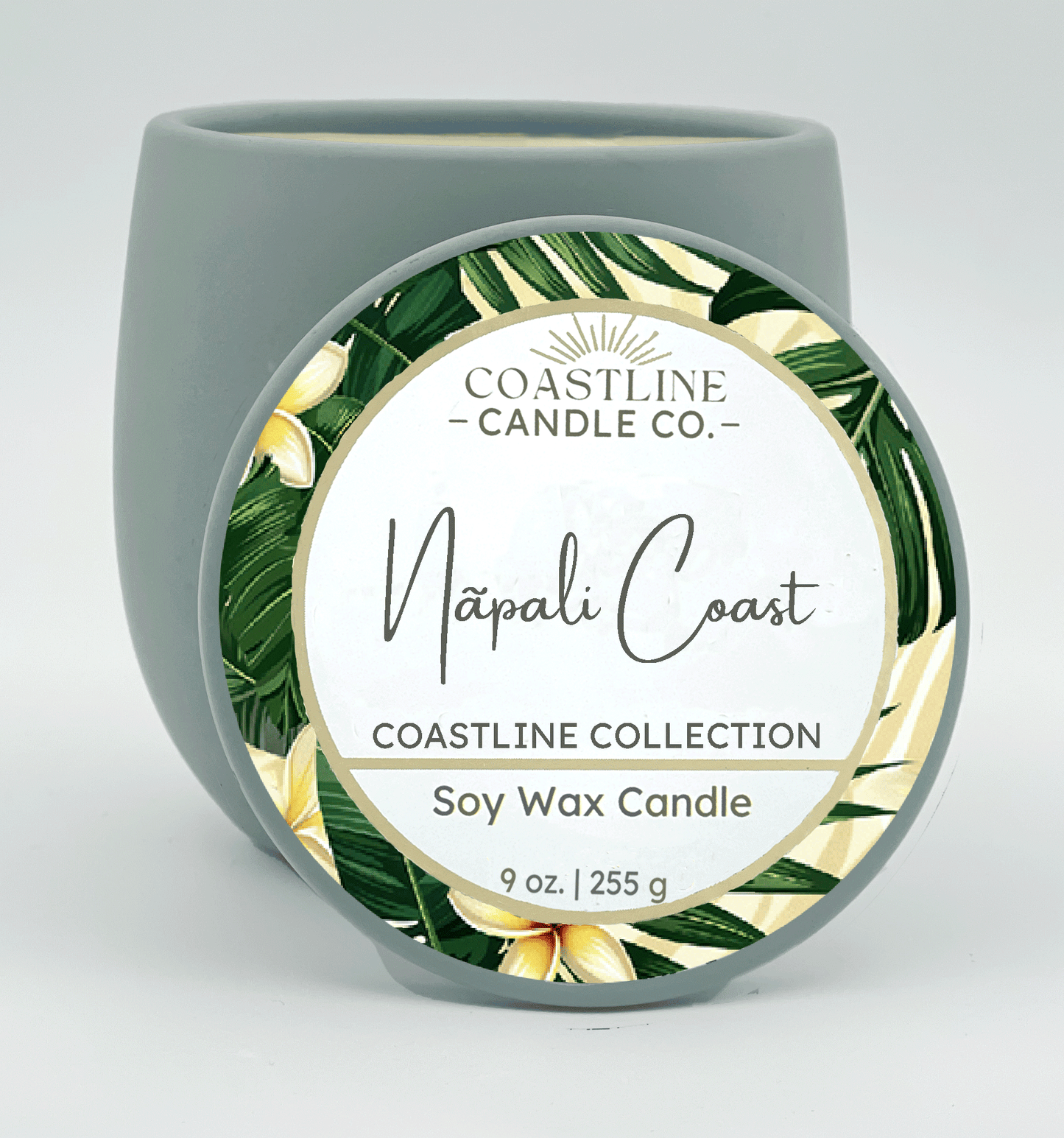 Nãpali Coast Soy Wax Candle - Coastline Collection in 9 oz. Green Concrete Jar