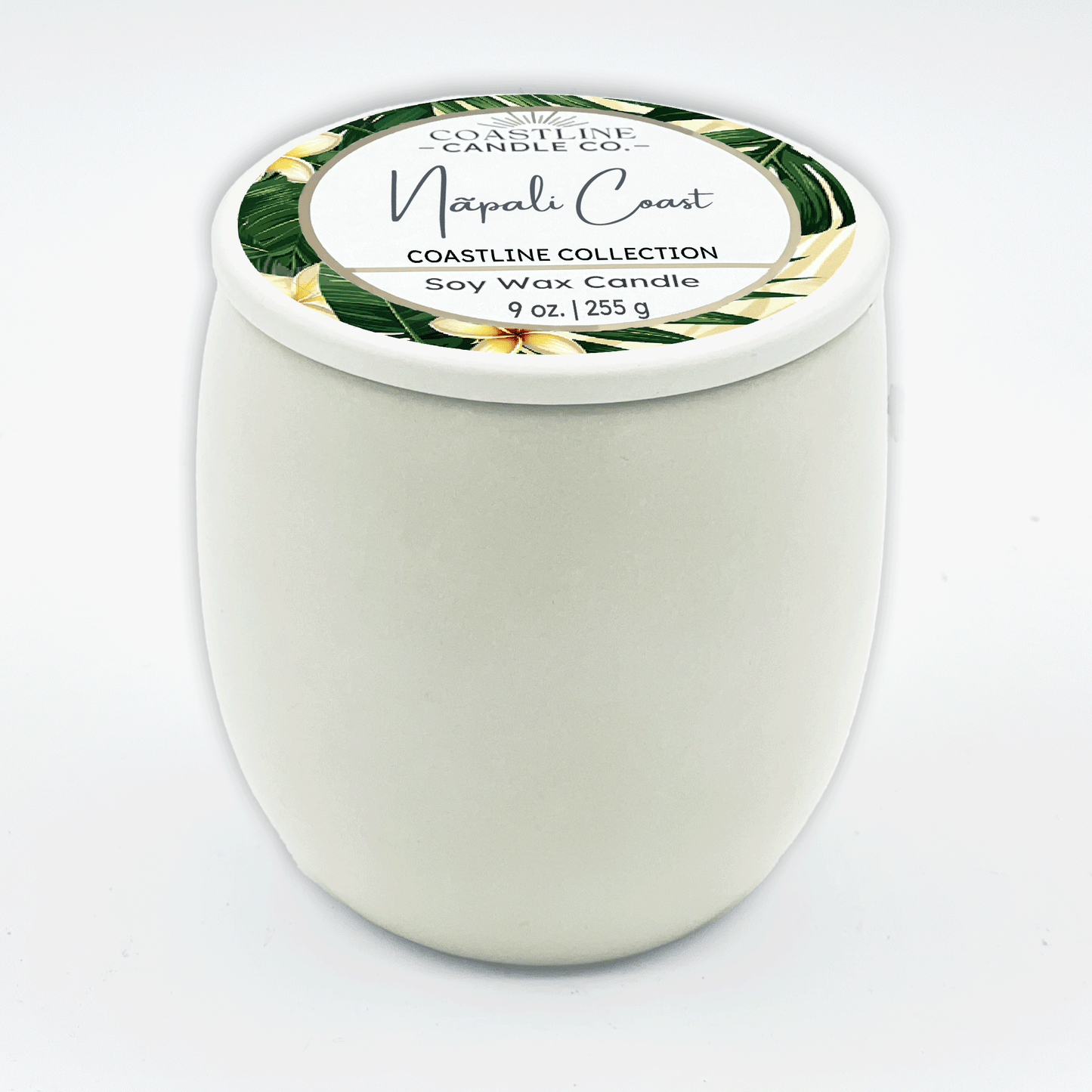 Nãpali Coast Soy Wax Candle - Coastline Collection in 9 oz. White Concrete Jar