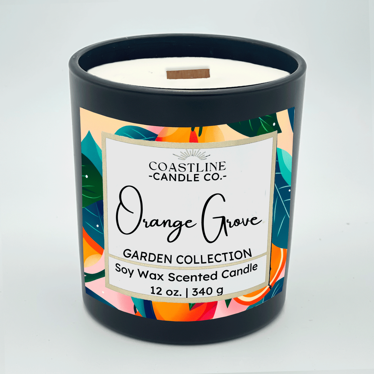 Orange Grove Soy Wax Candle - Garden Collection in 12 oz. Black Jar