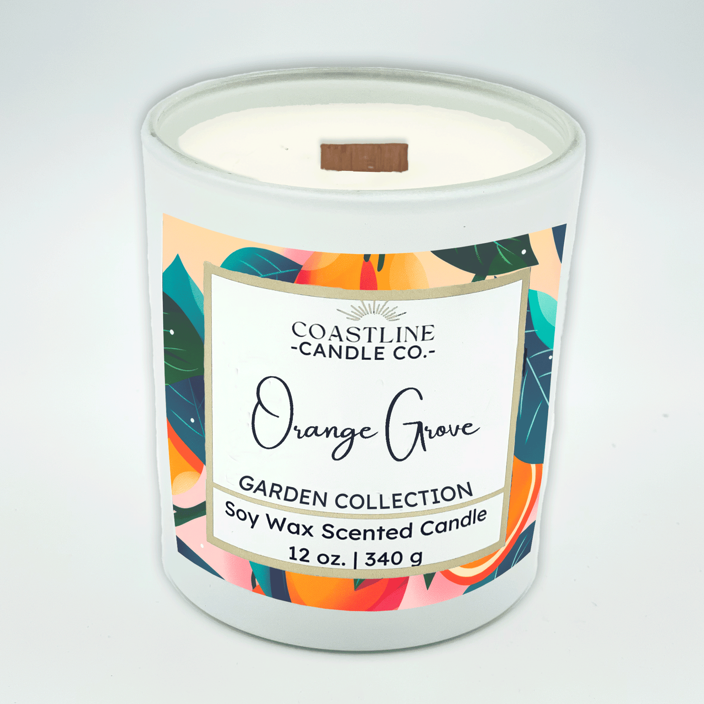 Orange Grove Soy Wax Candle - Garden Collection in 12 oz. White Jar