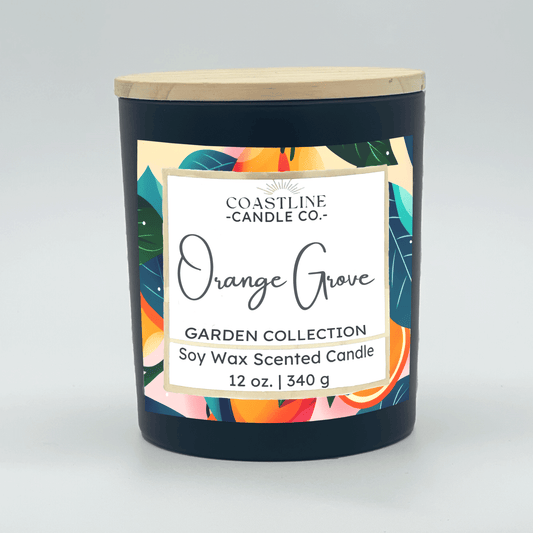 Orange Grove Soy Wax Candle - Garden Collection in 12 oz. Black Jar