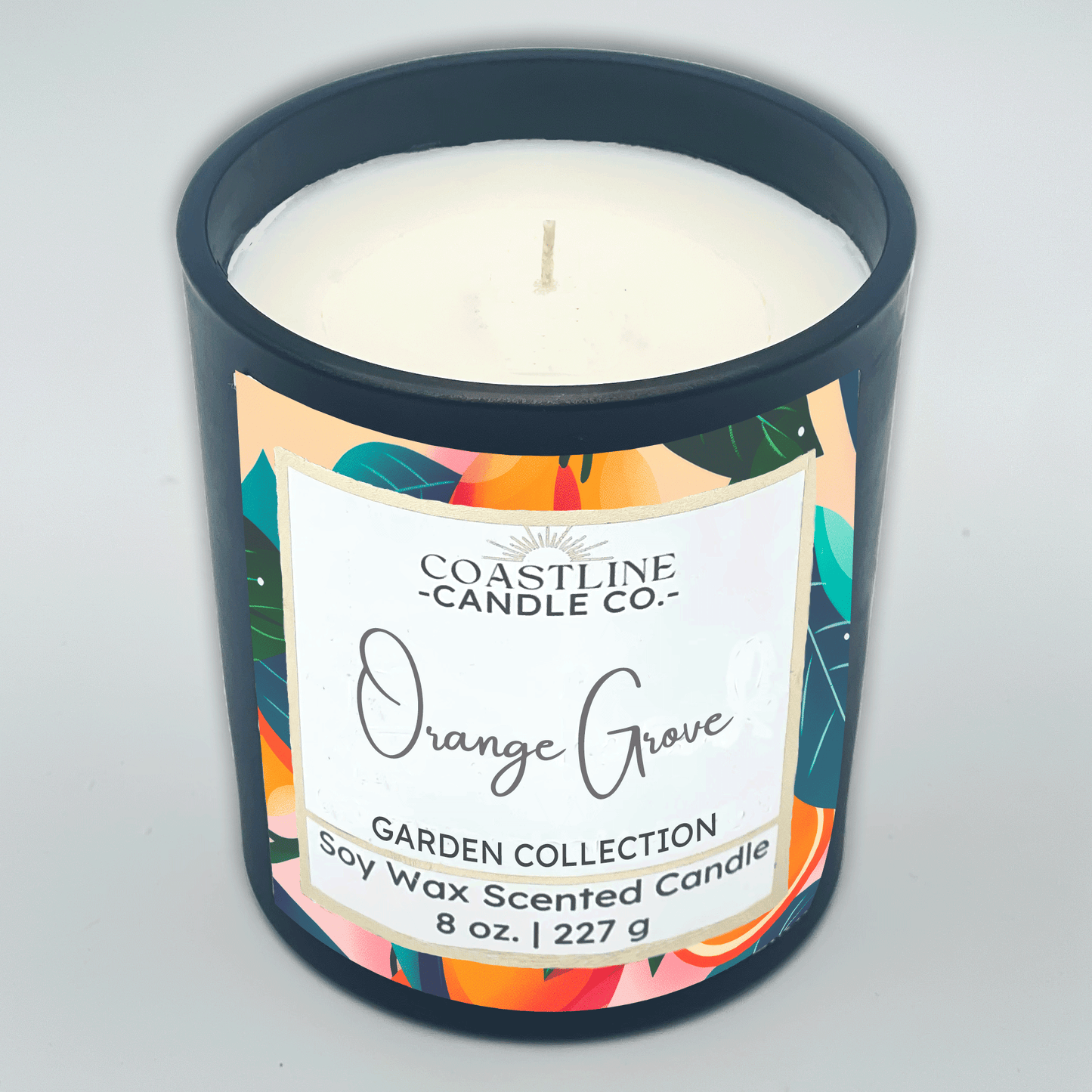 Orange Grove Soy Wax Candle - Coastline Collection in 8 oz. Black Jar