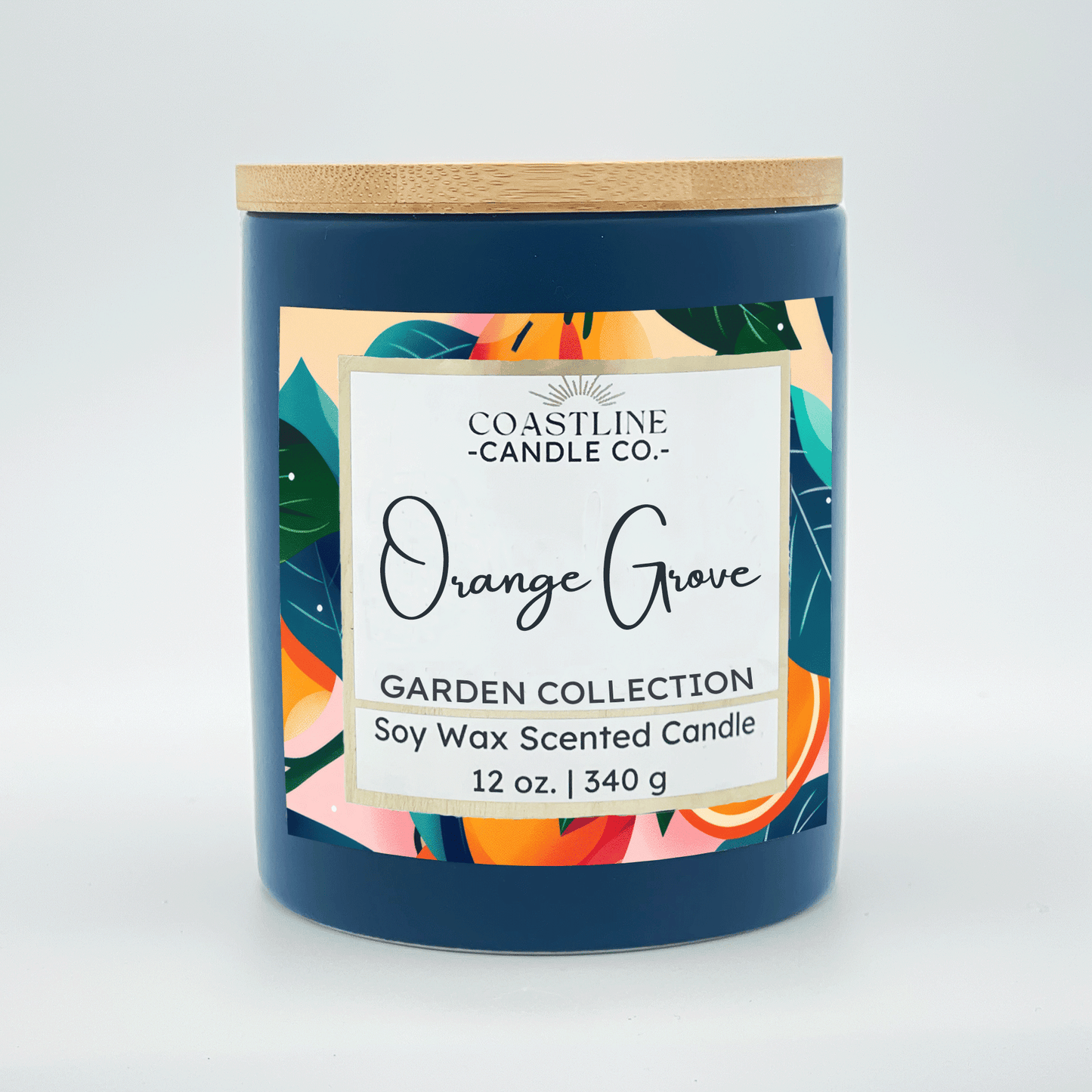 Orange Grove Soy Wax Candle - Garden Collection in 12 oz. Denim Blue Jar