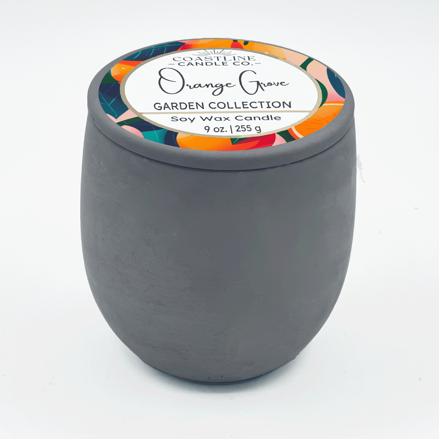 Orange Grove Soy Wax Candle - Garden Collection in 9 oz. Gray Concrete Jar