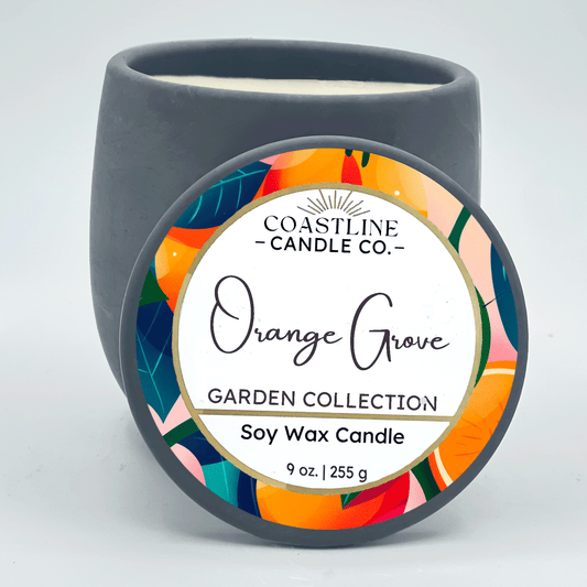 Orange Grove Soy Wax Candle - Garden Collection in 9 oz. Gray Concrete Jar