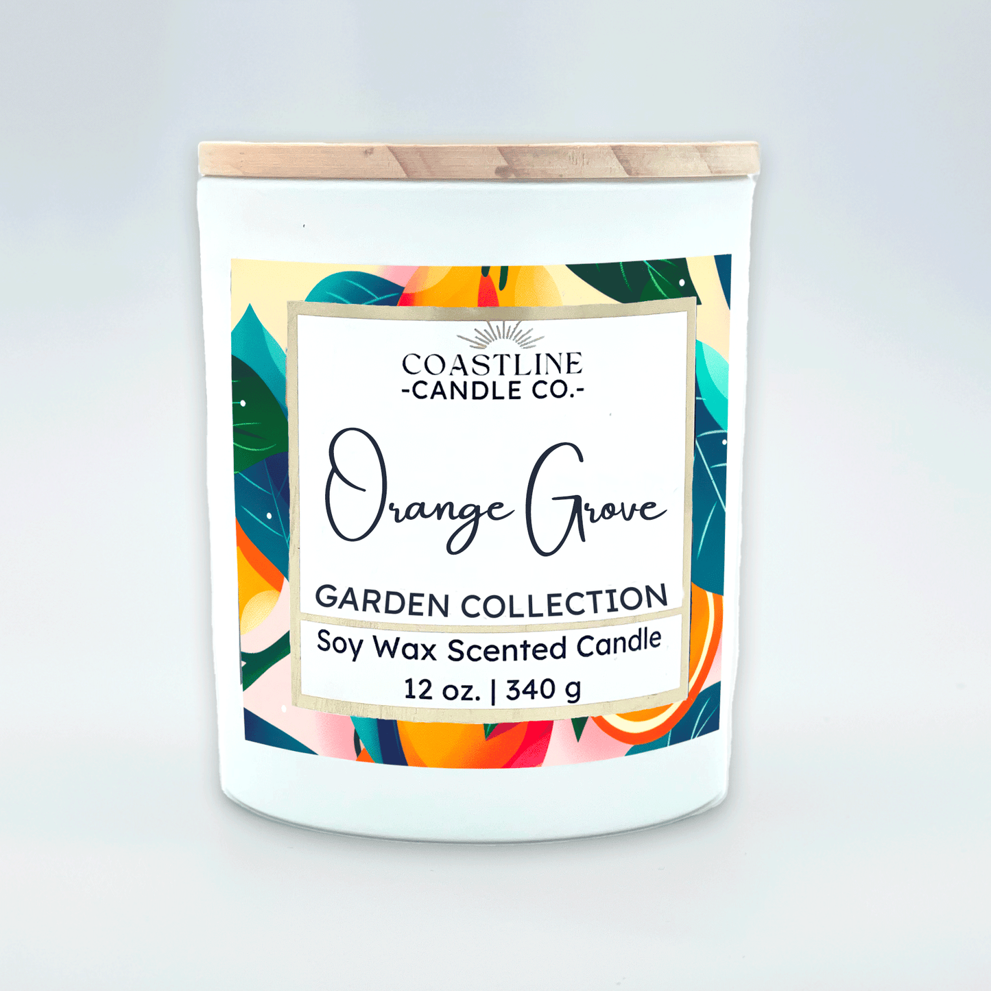 Orange Grove Soy Wax Candle - Garden Collection in 12 oz. White Jar