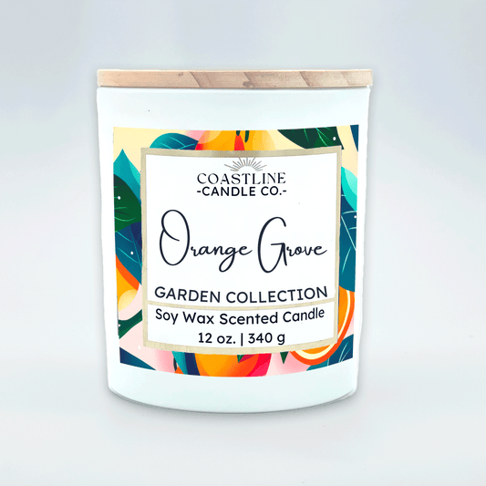 Orange Grove Soy Wax Candle - Garden Collection in 12 oz. White Jar